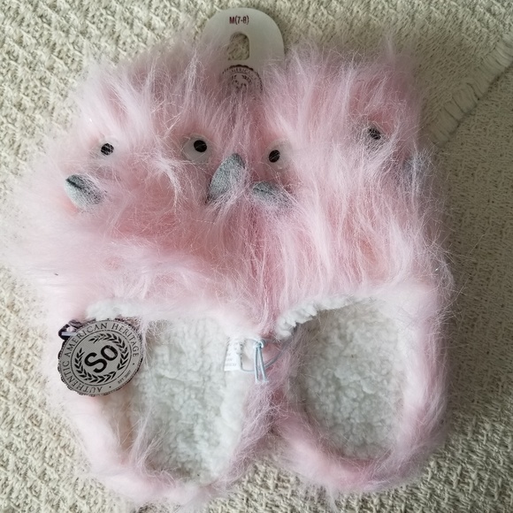 SO Shoes - NWT pink fuzzy monster slippers M 7/8